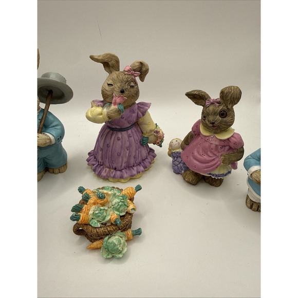 Vintage Mervyn's Easter Bunny Figurines~ Set Of 6 - Picture 3 of 10